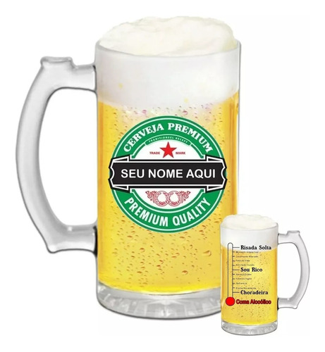 Caneca De Chopp Cerveja Vidro Para Presente Personalizado