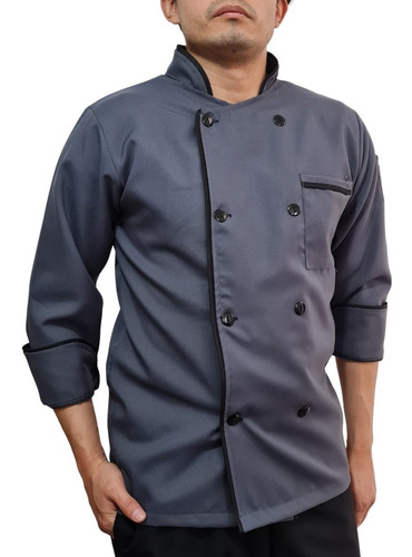 Filipina Chef Hombre Gris Oxford Con Negro En Poliéster