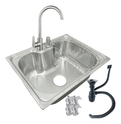 Lavaplatos 50x40 Y Llave Acero Inox Con Full Accesorios