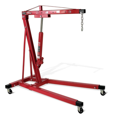 Pluma Hidráulica 2 Ton Base Extensible KNOVA KN 7415-02 Elevación Máx. 2,380 mm Brazo Ajustable 0.5 a 2 Ton Altura Grúa 1,450 mm Uso Profesional en Talleres y Mecánica Industrial Color Rojo