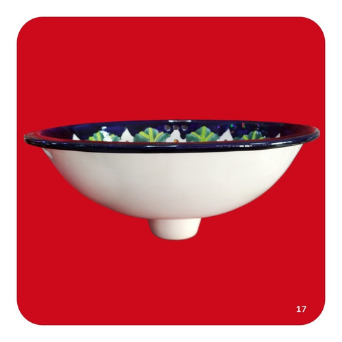 Imagen 2 de 3 de Lavabo Grande Color Cerámica Tipo Talavera 44x36x17 Cm M17