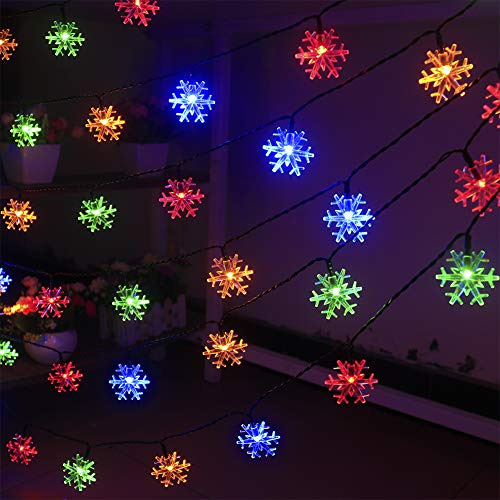 Guirnalda De Luces Solares Con Forma De Copo De Nieve Navide