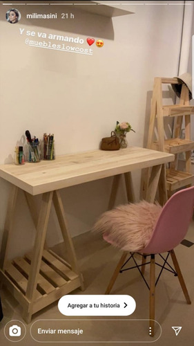 Imagen 6 de 9 de Mesa De Trabajo O Escritorio De Caballetes En Madera Alamo