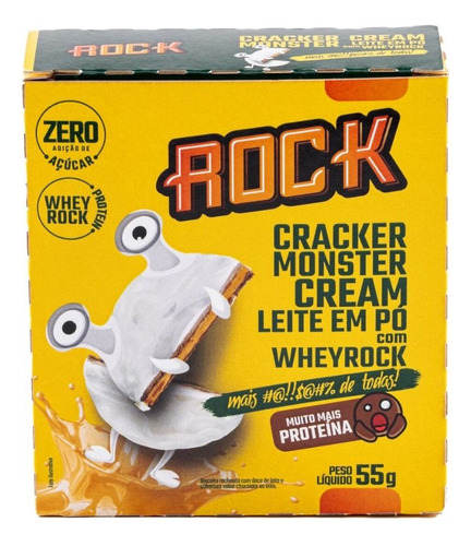 Cracker Monster Whey Cream Leite Em Pó Zero Açúcar - Rock