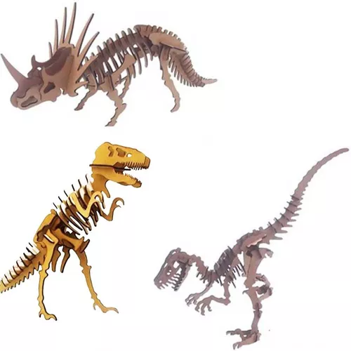 Quebra Cabeça 3D mdf Mini Dinossauro Velociraptor - Genitori Laser