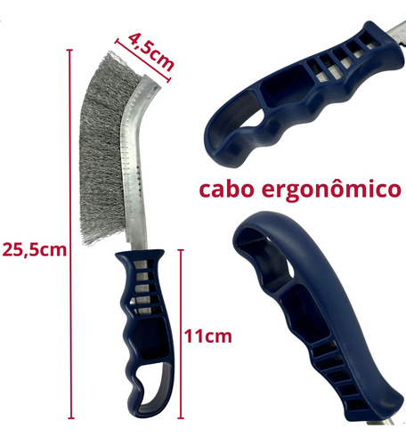 Kit Escova De Aço 2 Und Com Cabo Limpar Grelha Churrasqueira