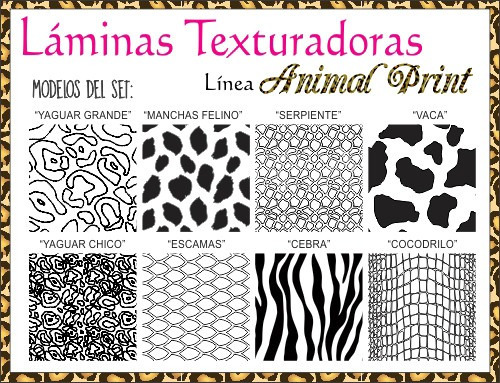 Imagen 2 de 7 de Set De 8 Láminas Texturadoras Animal Print Parpen