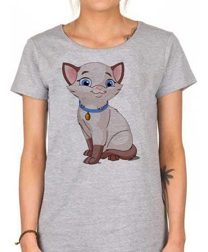 Remera De Mujer Gato Siames Animado Dibujo