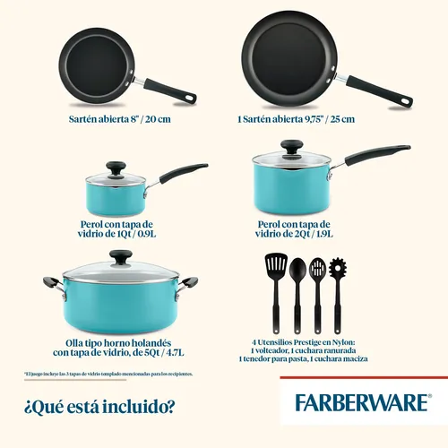 Farberware Easy Clean Batería Antiadherente 12p Azul