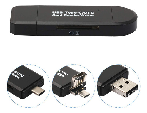 Soonhua 3-en-1 Tipo-c Otg Lector Usb 2,0 Sd Memoria