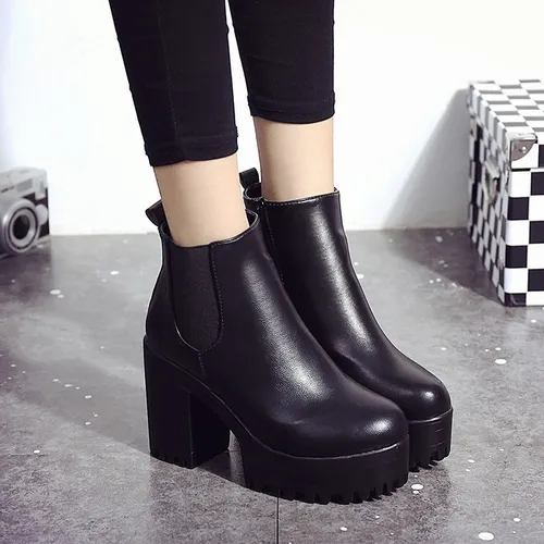 Botines altos tacon grueso sale