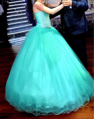 Imagen 3 de 7 de Vestido De Xv Agua Marina