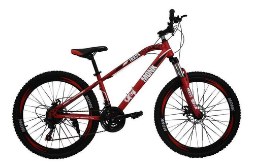 Imagen 1 de 2 de Mountain bike Monk INXSS 2021 R26 18" 21v color negro/rojo con pie de apoyo