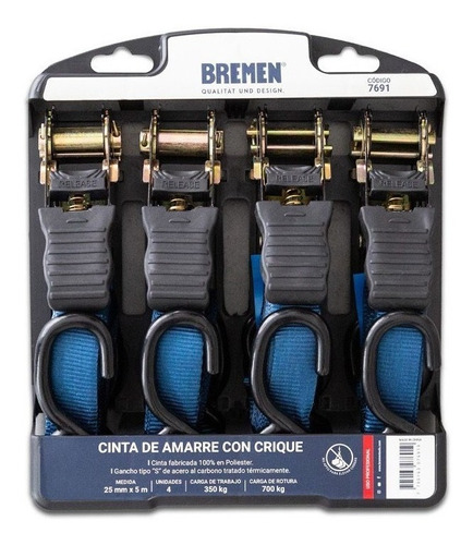 Criquet Tensor Suncho Cinta Amarre X4 Carga 700k Bremen 7691