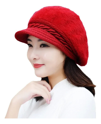 Gorra De Lana Tejida Con Piel De Conejo Para Invierno, Cálid