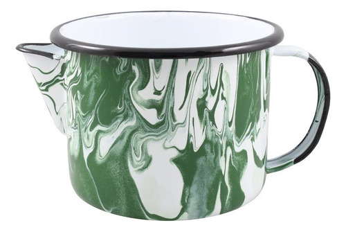 Caneca Leiteira Esmaltada P/ Ferver 1l Marmorizada Ewel Luxo Cor Verde