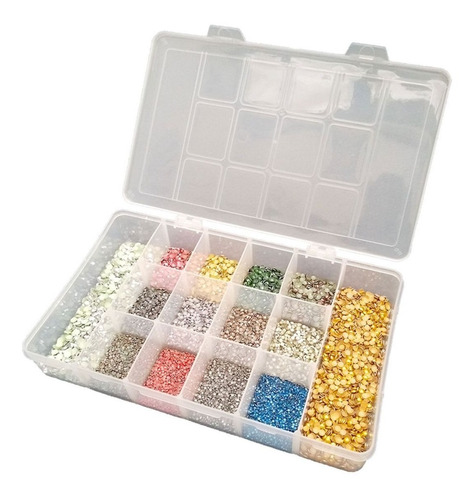 Kit Strass Metal Sextavado Hotfix 13.000un 2,3,4,5,6mm Cores