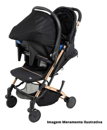 Carrinho Zap Preto E Cobre Com Bebê Conforto - Burigotto