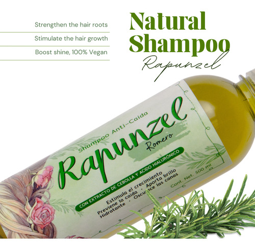 Kit Rapunzel 5 Pz Hidrata Colageno Anti Caida Caspa Natural
