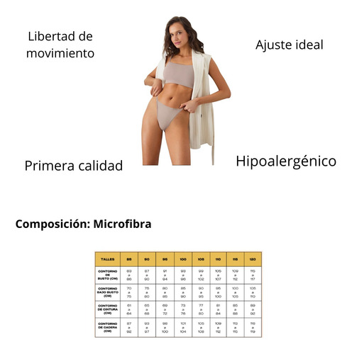 Conjunto Top Sin Taza Less Regulabl Microfibra Brigitte 1602 Aero 95