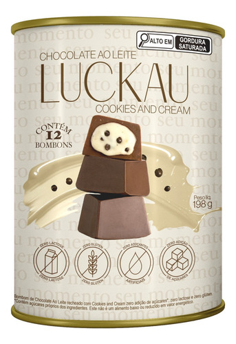 Lata Bombom Ao Leite Com Creme De Cookies 12 Und - Luckau