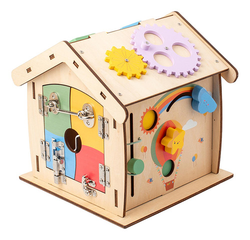 Montessori Busy Board Wooden House Toy 14 En 1 Casa De