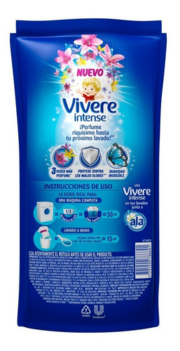 Imagen 5 de 10 de Suavizantes Vivere Concentrado Felices Sueños 450 Ml