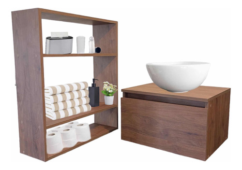 Mueble Para Baño Kit Lavabo Estantería Repisa Organizador