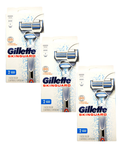 Pack 3 Rastrillo Gillette Skinguard Dos Cartuchos De 2 Hojas