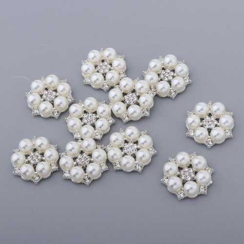 2x 10 Piezas De Botones De Perlas Artificiales Adorno De