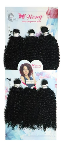 Cabelo Organico Afro Weng Cruset Cacheado Curto 40cm+brinde Cor Preto Cor 01