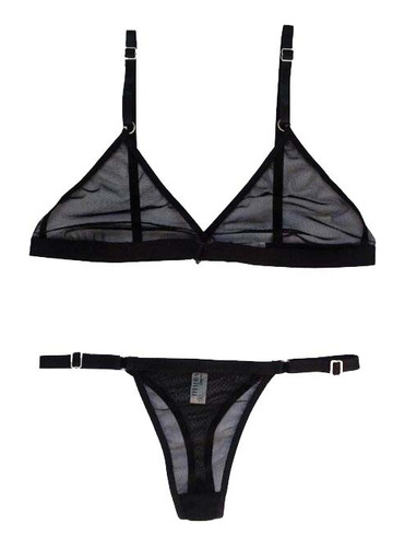 Conjunto Ropa Interior Femenina Transparencia Negra Less