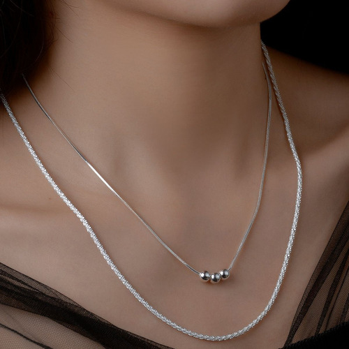 ** 2pzs Collar Colgante Con Pulsera De Perlas Llenas