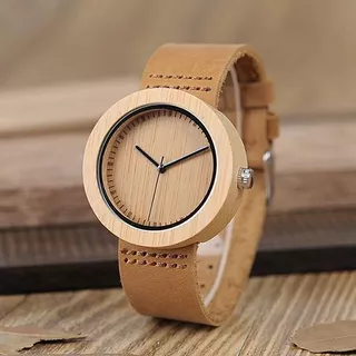 Brown Bobo Bird W* D18-1-5 Reloj De Madera De Bambú Con B Ge