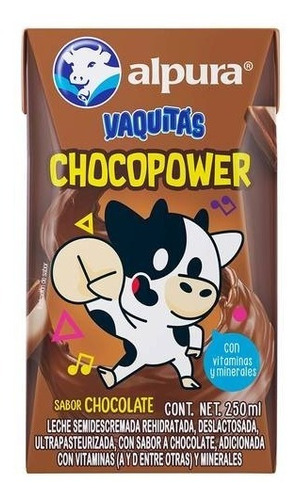 Imagen 2 de 2 de Leche Alpura - Vaquitas - Sabor Chocolate - 250ml.
