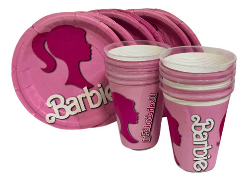 Platos, Vasos Fiesta Temática 20 Invitados Barbi 2