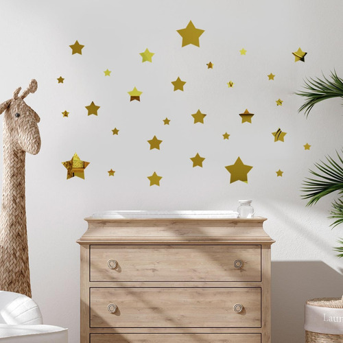 Espelho Decorativo Estrelas Dourado