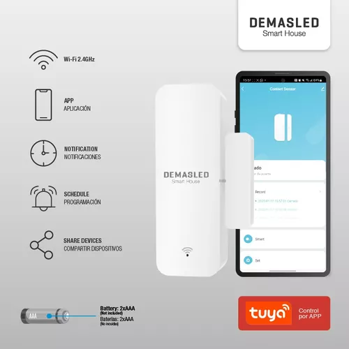 Sensor magnético de puerta WiFi Tuya, puertas de enlace