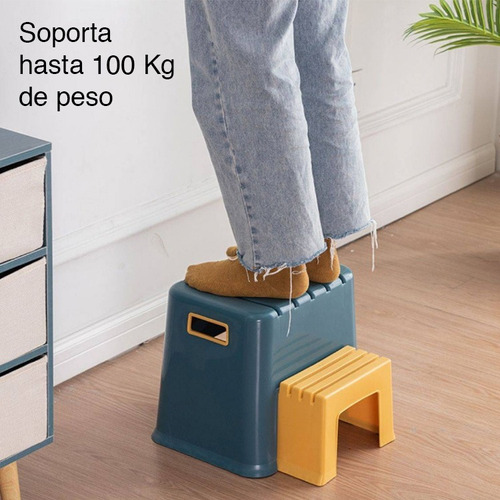 Imagen 2 de 9 de Piso Alzador Niños Multiuso Doble Escalón Azul Hasta 100kg