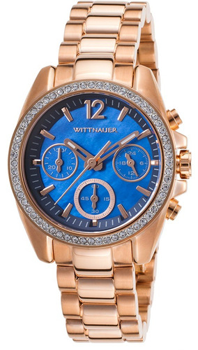 Wittnauer Wn4041 Chrono Rose-tono Azul Ss Mop Dial Watch De