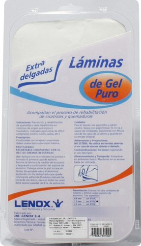 Par Laminas Gel Puro Extra Delgada S/tela Cicatrices Lenox