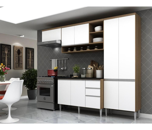 Cozinha Completa Multimóveis Suíça 5195ml Com Balcão 10 Pts