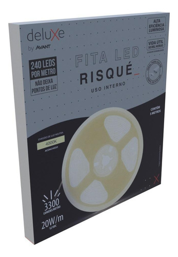 Fita De Led Risqué 100w 4000k 12v 20w P/metro 5 Metros Ip20