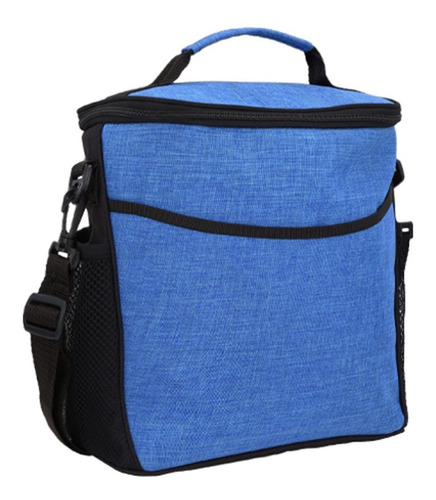 Hielera De Poliéster Con Interior Térmico, Correa Ajustable Color Azul