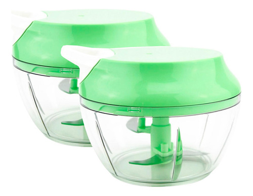 Kit 2 Mini Processador E Triturador Manual 3 Lâminas - Verde