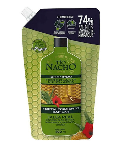 Shampoo Tio Nacho Doy Pack Herbolaria 400 Ml