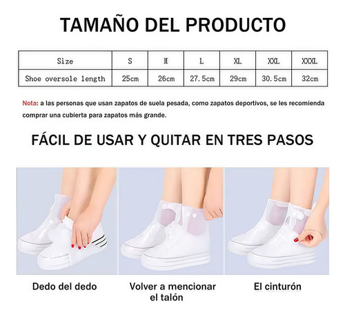 Botas Cubre Tenis Impermeables Zapato Lluvia Protector Blanco Xl