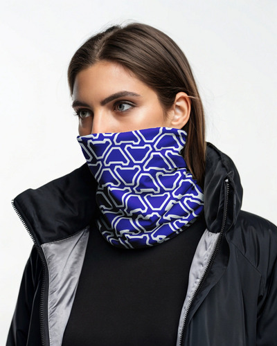 Neckwear Cuellera Doble Reversible Térmica Uv Multiuso Mesh Blue Estampado / Liso Unico Adulto