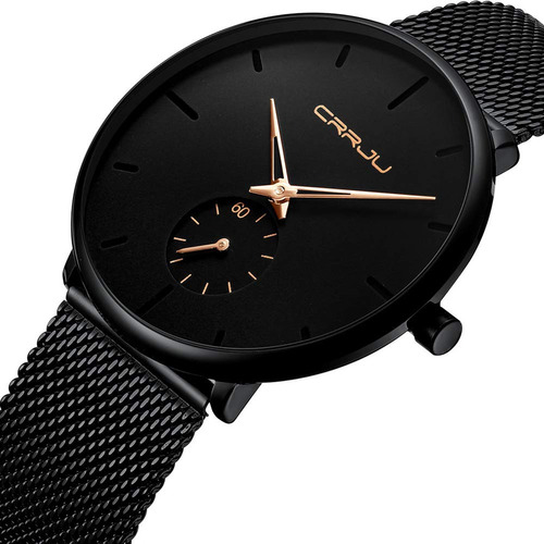 Crrju Reloj Cuarzo Caballero Ultra Delgado Moda Casual