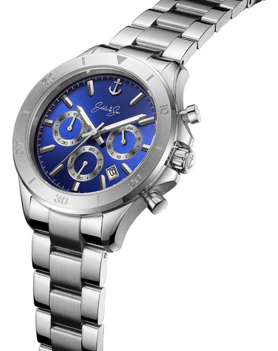 Reloj Eddie Seas Atlanticus 701 Plateado Fondo Azul